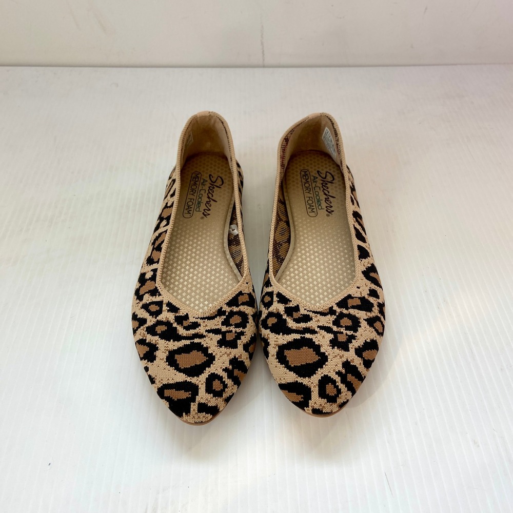 Skechers Cleo Claw-Some Leopard Print Knit Ballet Flats Womens 9